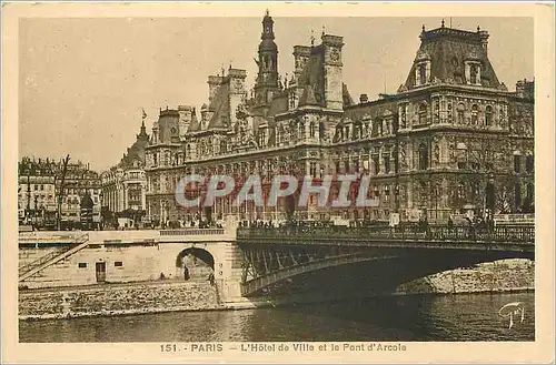 Ansichtskarte AK PARIS-Hotel de ville et le Pont d'arcole