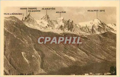 Cartes postales CHAMONIX-aiguille du Gepon Aiguille de Blaitiere  Aiguille du lan  Auguille du Midi