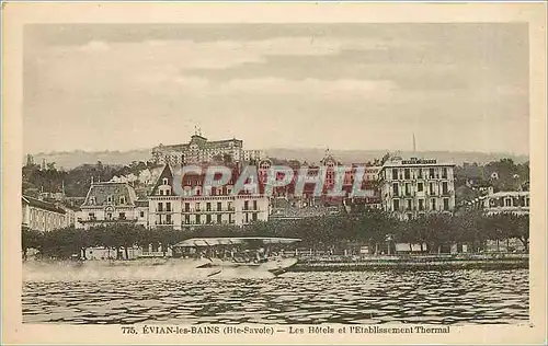 Cartes postales EVIAN-LES-BAINS.Les Hotels et l'Etablissement Thermal Hydravion Avion Aviation