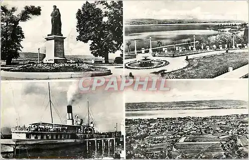 Cartes postales THONON-Place du Chateau  Statu du General Dessaix Le Belvedere vue sur la Cote Suisse Bateau au