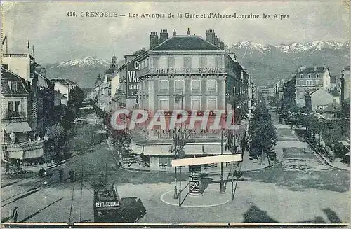 Cartes postales GRENOBLE-Les avenue de la Gare et l'Alsce-lorraine  les Alpes