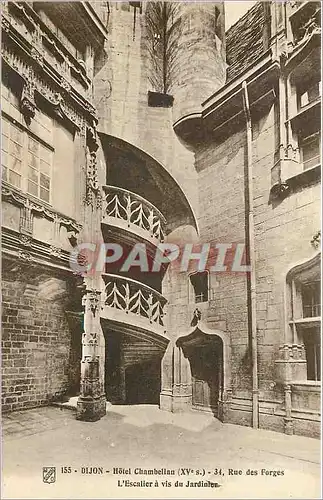 Cartes postales DIJON -Hotel Chambellan L'Escalier a vis du Jardin Rue des Forges