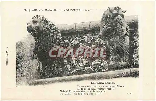 Cartes postales Gargouilles de Notre Dame-DIJON Les faux freres