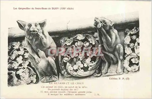 Cartes postales Gargouilles de Notre Dame-DIJON LE renard et le chien