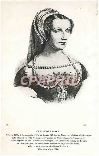 Cartes postales moderne Claude de France