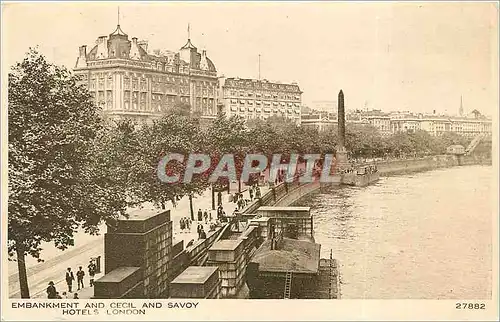 Cartes postales EMBANKMENT AND CECIL AND SAVOY HOTELS LONDON