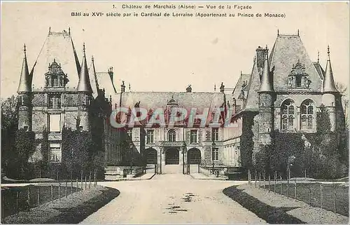 Cartes postales Chateau de Marchais (Aisne)-Vue de la Fa�ade-Bati au XVIe s par le ardinnl de lorraine Appartena