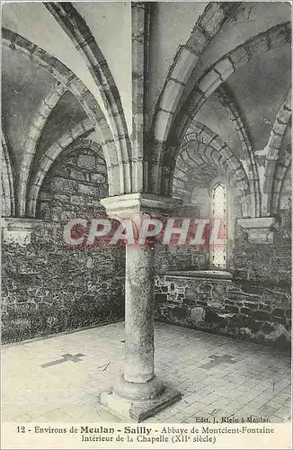 Cartes postales Environs de Meulan-Sailly-Abbaye de Montcient-Fontaine -Interieur de la Chapelle(XIIes)