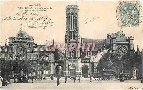 Cartes postales PARIS-Eglise Saint-germain-l'Auxerrois et Mairie du 1er Arrond