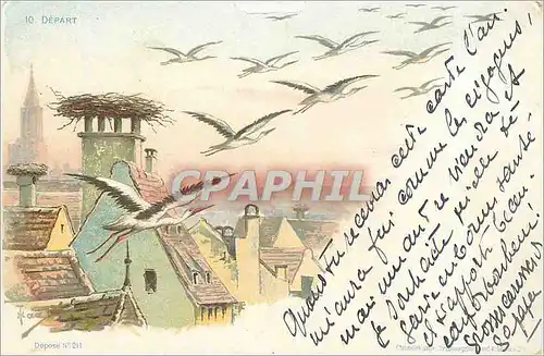 Cartes postales DEPART Cigogne