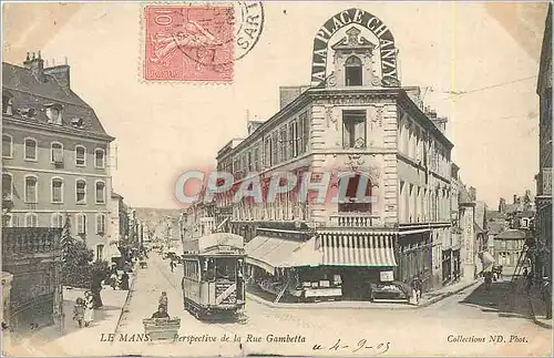 Cartes postales LE MANS-Perspective de la Rue Gambetta Tramway