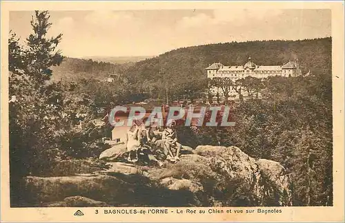 Cartes postales BAGNOLES DE L'ORNE-Etablissement Thermal-Le Roc au Chien et vue sur Bagnoles