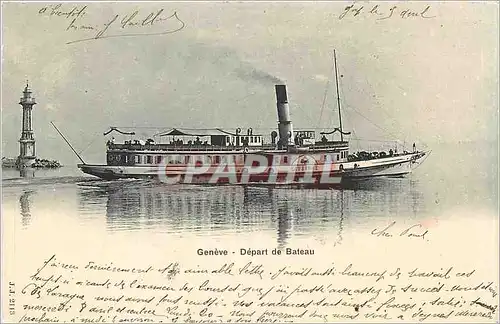 Cartes postales geneve-Depart de Bateau Lausanne