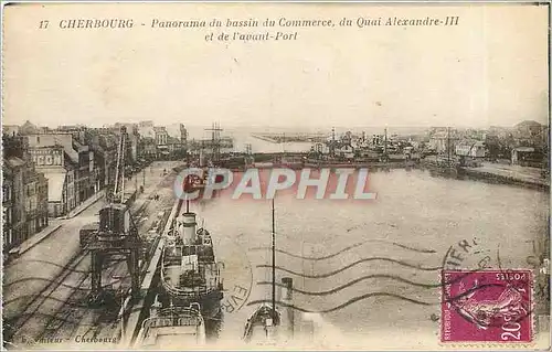 Cartes postales Cherbourg Panorama du bassin du Commerce Bateaux