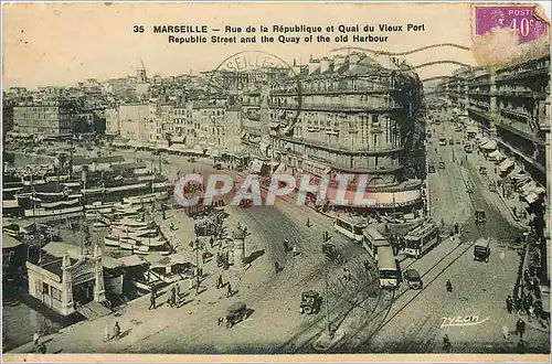 Cartes postales Marseille Rue de la Republique et Quai du Vieux Port Tramway