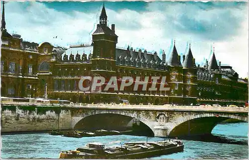 Moderne Karte Paris La Conciergerie Bateau Peniche