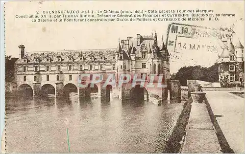 Ansichtskarte AK Chenonceaux L et L Le Chateau Mon Hist Cote Est et la Tour des Marques