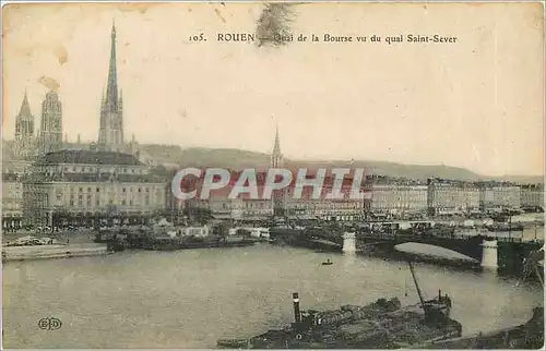 Cartes postales Rouen Quai de la Bourse vu du quai Saint Sever