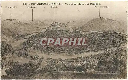 Cartes postales Besancon les Bains Vue generale a vol d'oiseau