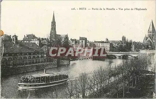 Cartes postales Metz Partie de la Moselle Vue prise de l'Esplanade Bateau