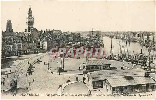 Cartes postales Dunkerque Vue generale de la Ville et des Quais Bateaux