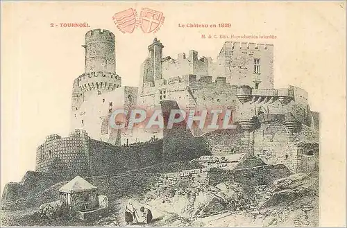 Cartes postales Tournoel Le Chateau en 1829