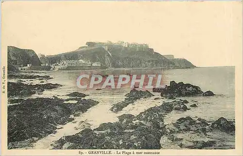Cartes postales Granville La Plage a mer montante