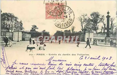 Ansichtskarte AK Paris Entree du Jardin des Tuilleries Chien