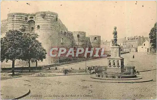 Cartes postales Angers La Statue du Roi Rene et le Chateau