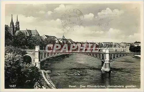 Cartes postales Basel Drei Rheinbrucken rheinabwarts gesehen