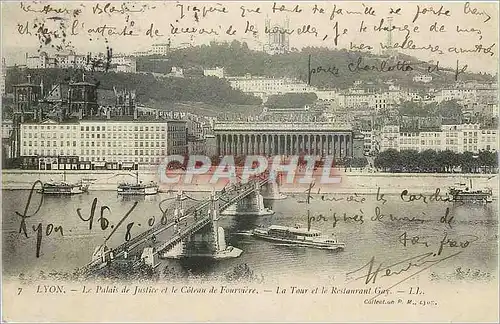 Cartes postales Lyon Le Palais de Justice et le Coteau de Fourviere