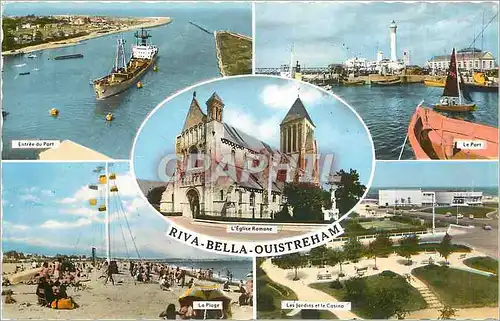 Moderne Karte Riva Bella Ouistreham Entree du Port Le Port L'Eglise Romane