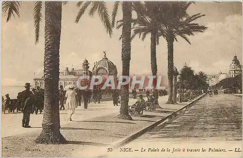 Cartes postales Nice Le Palais de la Jetee a travers les Palmiers