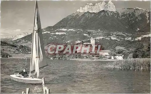 Cartes postales moderne Lac d'Annecy Duingt Le chateau Les Dents de Lanion Bateau