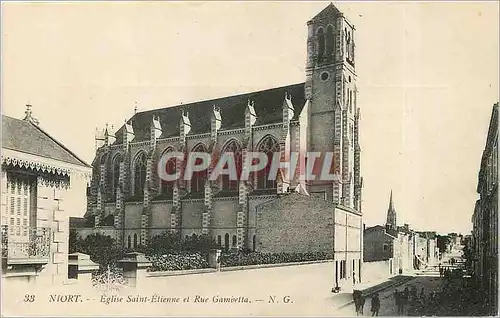 Ansichtskarte AK Niort Eglise Saint Etienne et Rue Gambetta