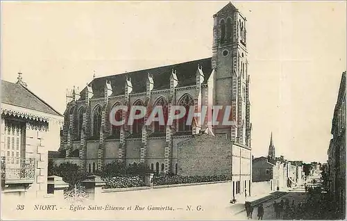Cartes postales Niort Eglise Saint Etienne et Rue Gambetta