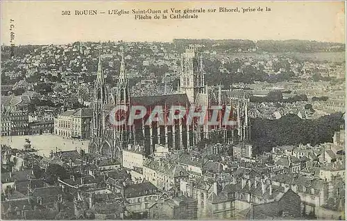 Cartes postales Rouen L'Eglise Saint Ouen et Vue generale sur Bihorel prise de la Fleche de la Cathedrale