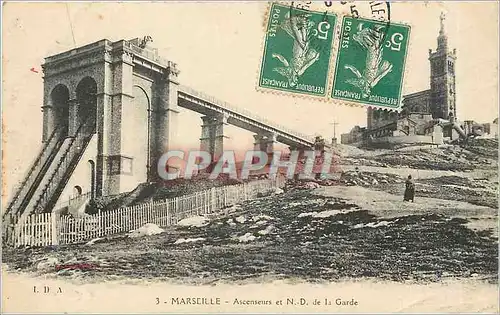 Cartes postales Marseille Ascenseurs et ND de la Garde