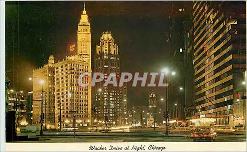 Cartes postales moderne Wacker Drive at night looking East from State Street Chicago