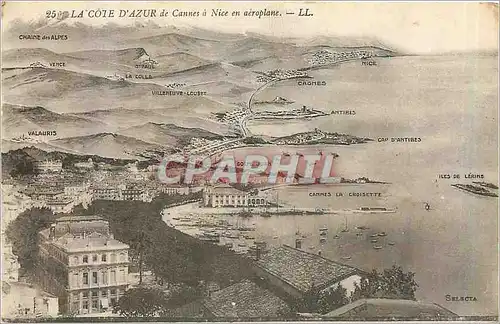 Cartes postales La Cote d'Azur de Cannes a Nice en aeroplane