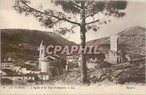 Cartes postales La Turbie L'Eglise et la Tour d'Auguste