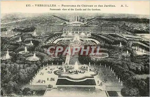 Cartes postales Versailles Panorama du Chateau et des Jardins