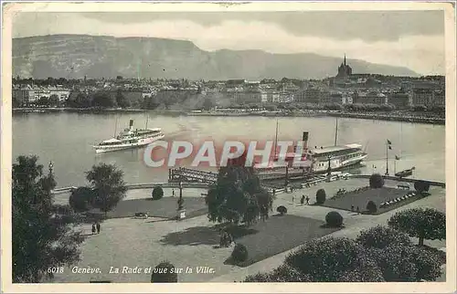 Cartes postales Geneve La Rade et vue sur la Ville Bateau