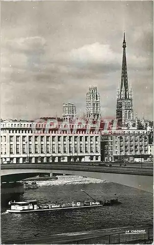 Cartes postales moderne ROUEN Le Palais de Consul  La Cathedrale et le pont de Jeanne d'Arc  Bateau