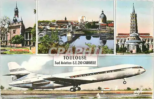 Moderne Karte TOULOUSE La Ville Rose Avion SE 210 Caravelle