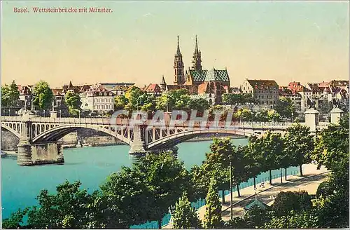 Cartes postales BASEL Wettsteinbrucke mit Munster
