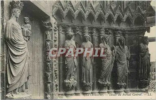 Ansichtskarte AK REIMS - La Cathedrale - Detail du Portail central
