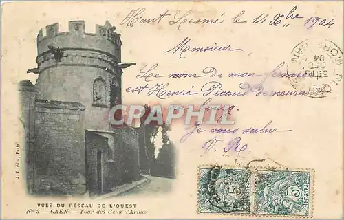 Cartes postales VUES DU RESEAU DE L'OUEST - CAEN - Tour des Gens d'Armes