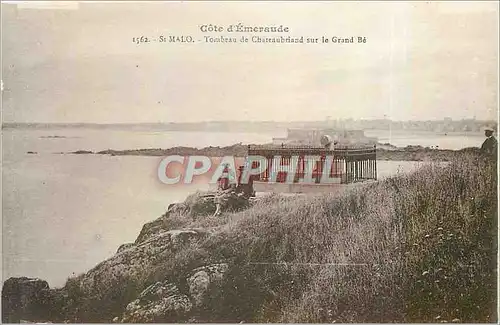 Ansichtskarte AK Cote d'Emeraude St MALO - Tombeau de Chateaubriand sur le Grand B�