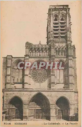 Ansichtskarte AK SOISSONS - La Cath�drale - La Fa�ade